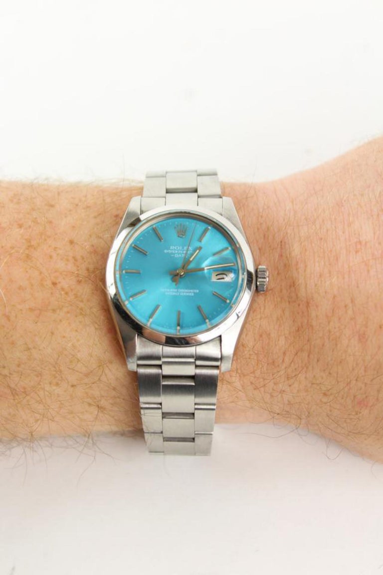 Rolex 34mm Stainless Oyster Perpetual Date Watch Ref 1501 314rav at 1stDibs  | rolex oyster perpetual tiffany blue