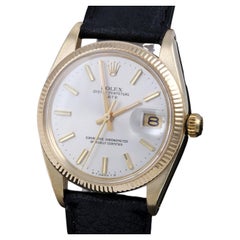 Rolex Yellow Gold Date Silver Dial Leather Band Watch Ref#1503