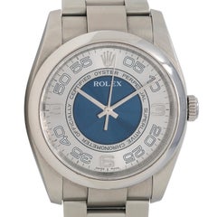 Rolex 36 Stainless Steel Oyster Perpetual Blue Silver Concentric 116000 Watch