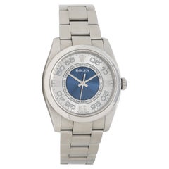 Rolex Montre Oyster Perpetual 36 en acier inoxydable et argent bleu avec cadran concentrique 116000