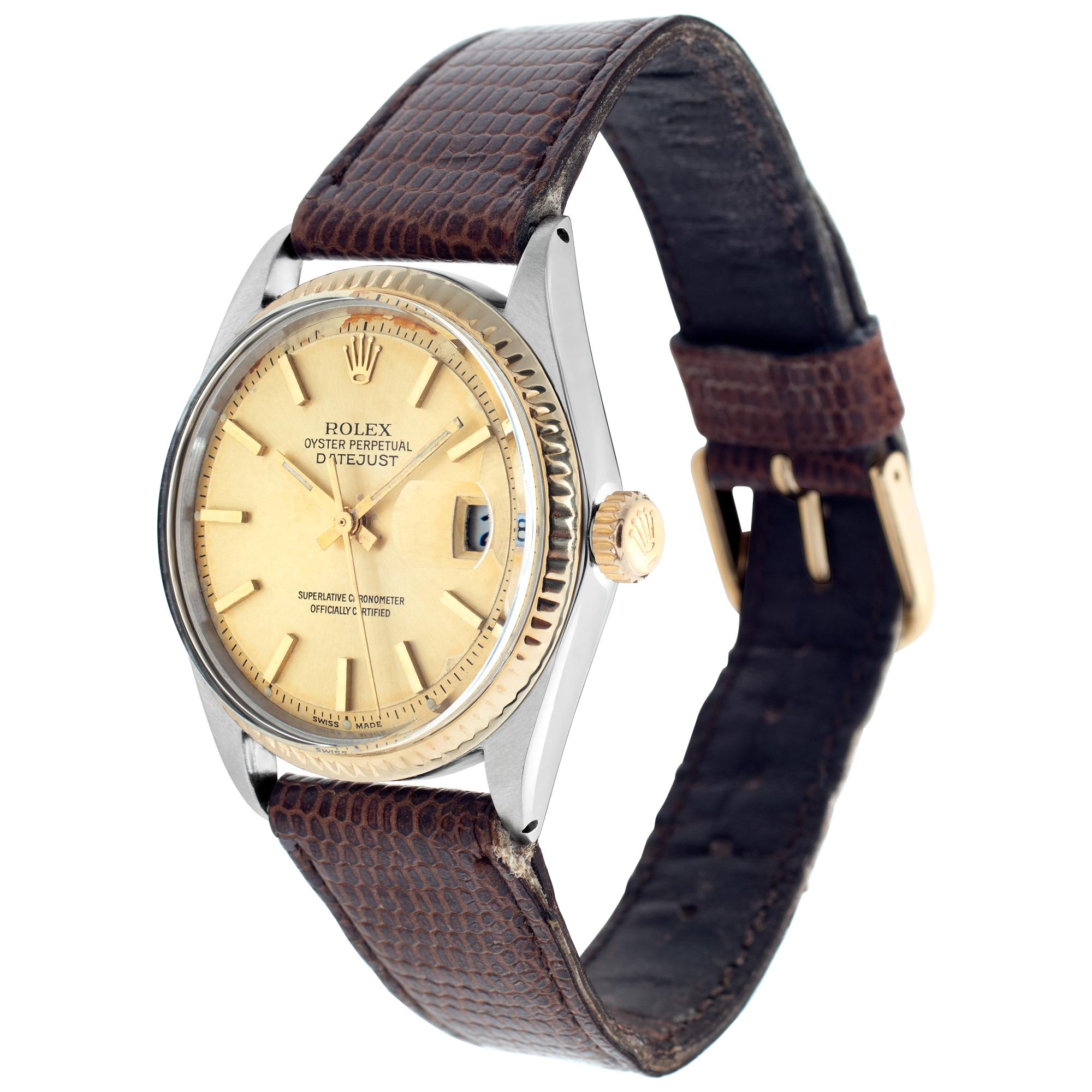Rolex in 14k & stainless steel & 14k. Auto w/ sweep seconds and date. 36 mm case size. **Bank wire only at this price** Ref 1601. Circa 1970 Fine Pre-owned Rolex Watch. Certified preowned Classic Rolex 1601 watch is made out of Gold and steel. This
