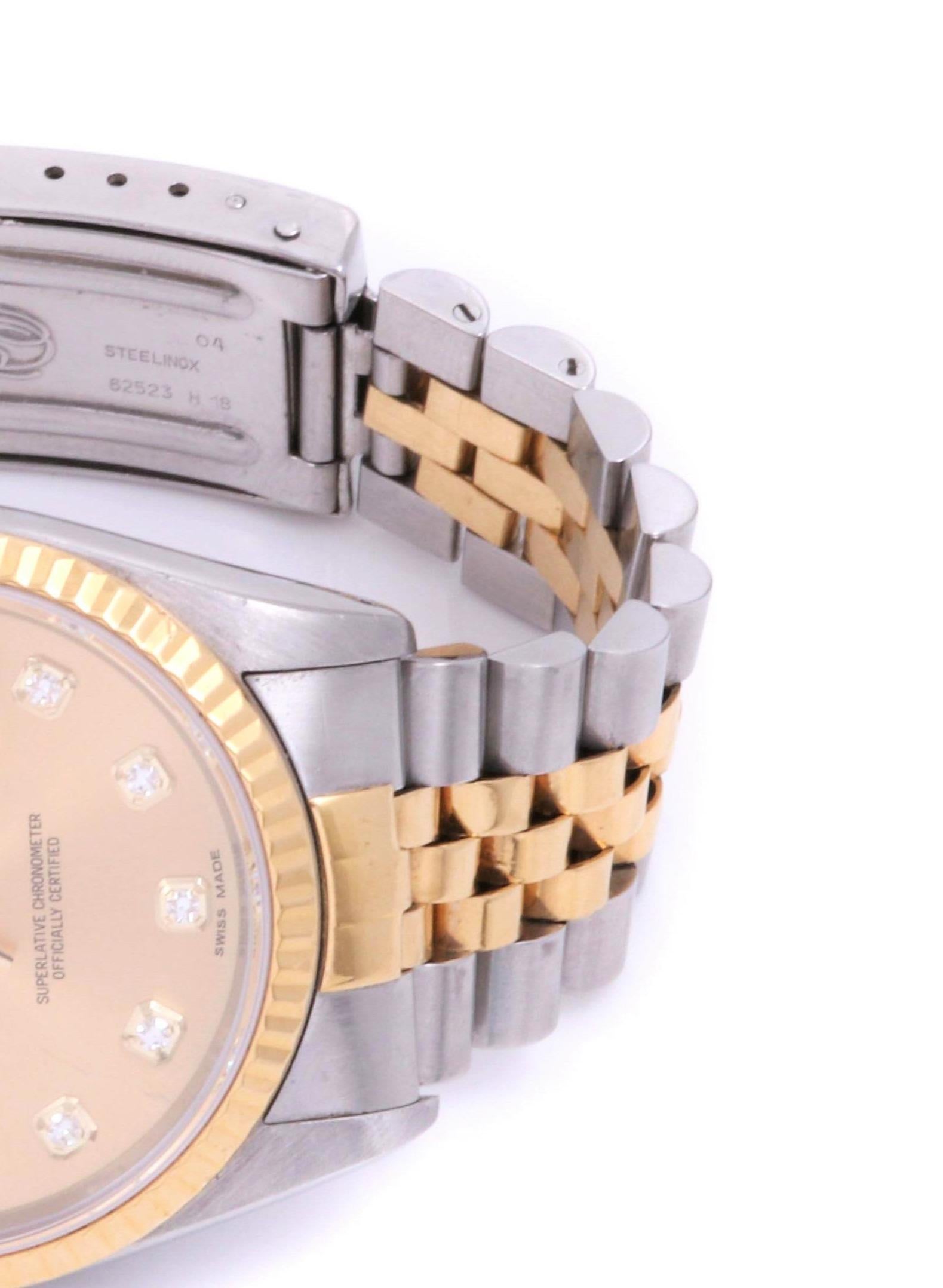 Moderne Rolex Datejust 16013 Champagne Diamond Jubilee en vente