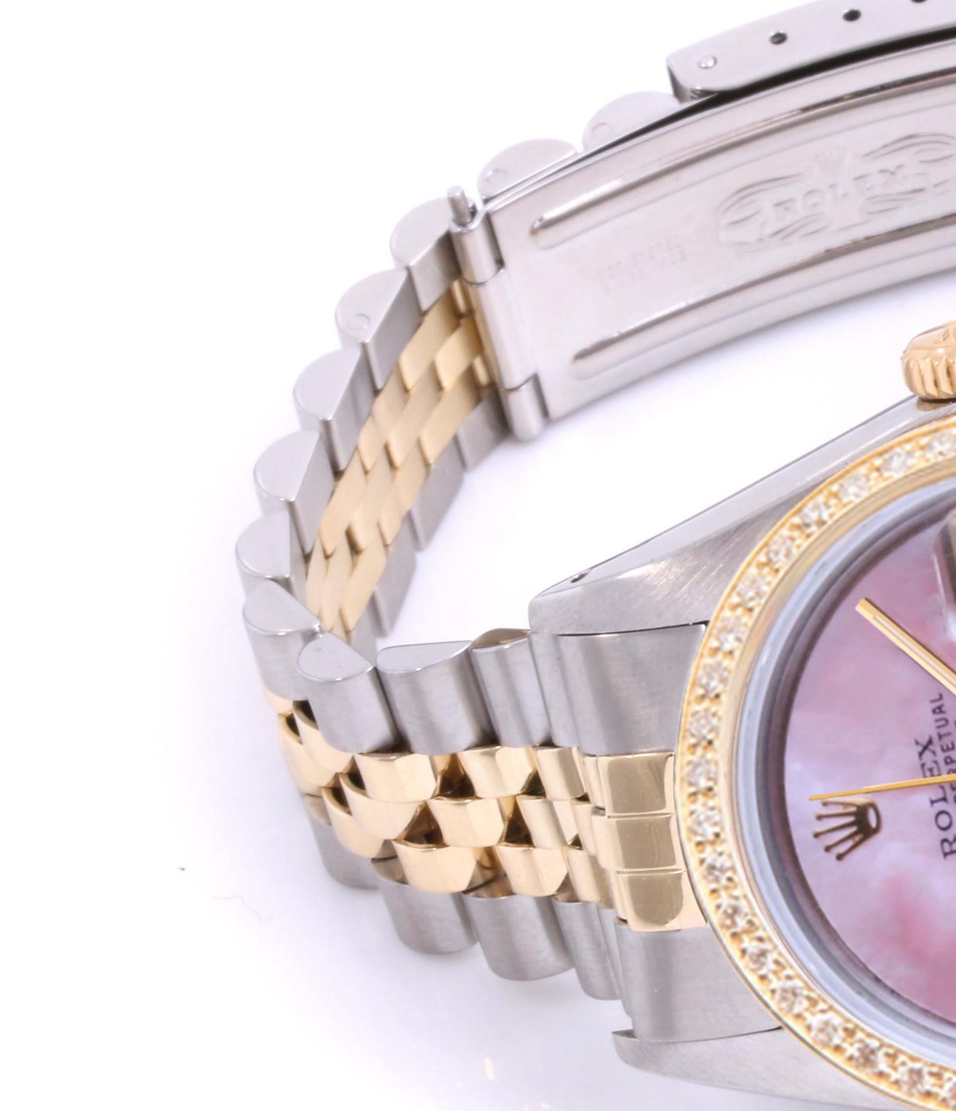 Taille ronde Rolex 36 mm Datejust 16013 Pink MOP Diamond Jubilee en vente