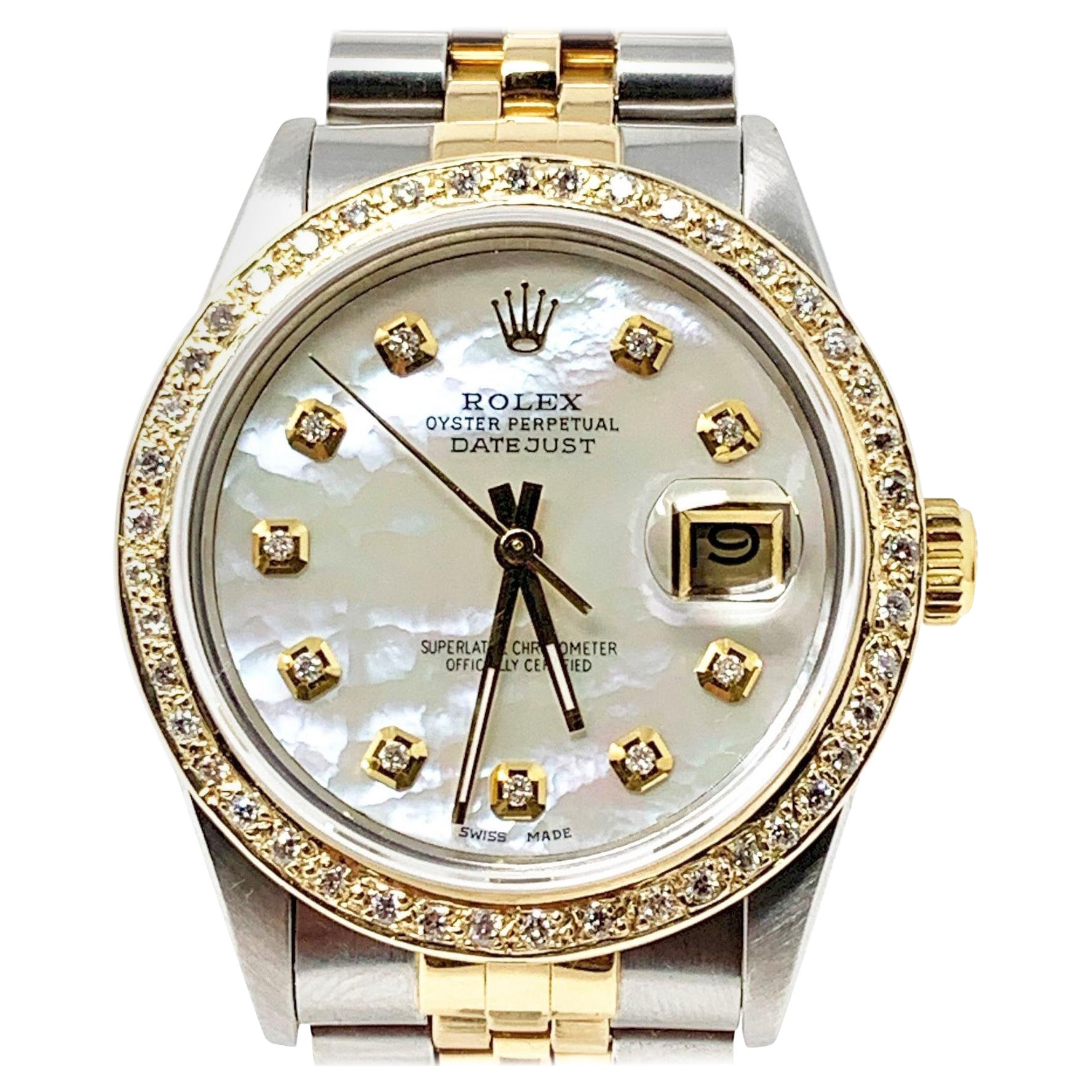 Rolex 36mm Datejust 16013 Two-Tone MOP Diamond jubilee For Sale