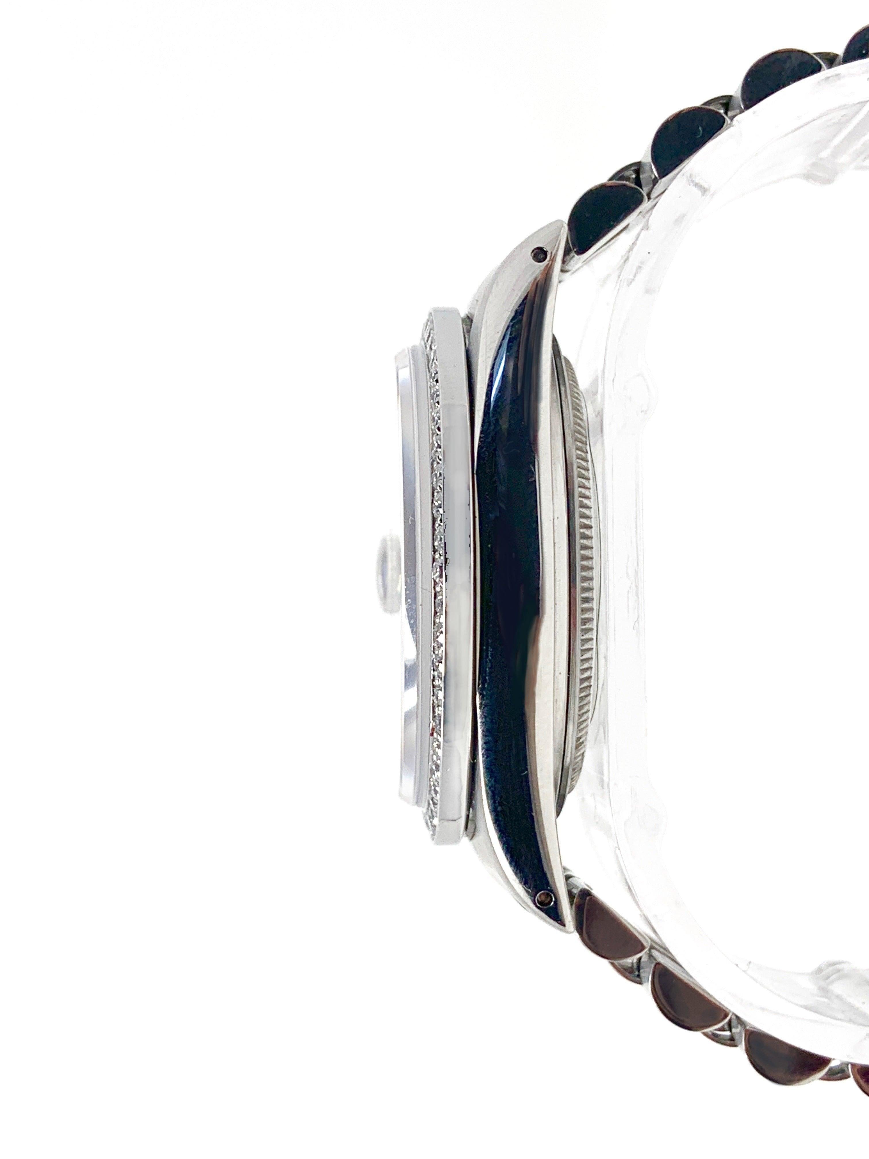 Moderne Rolex Datejust 16014 jubilee en acier et diamants noirs 36 mm  en vente