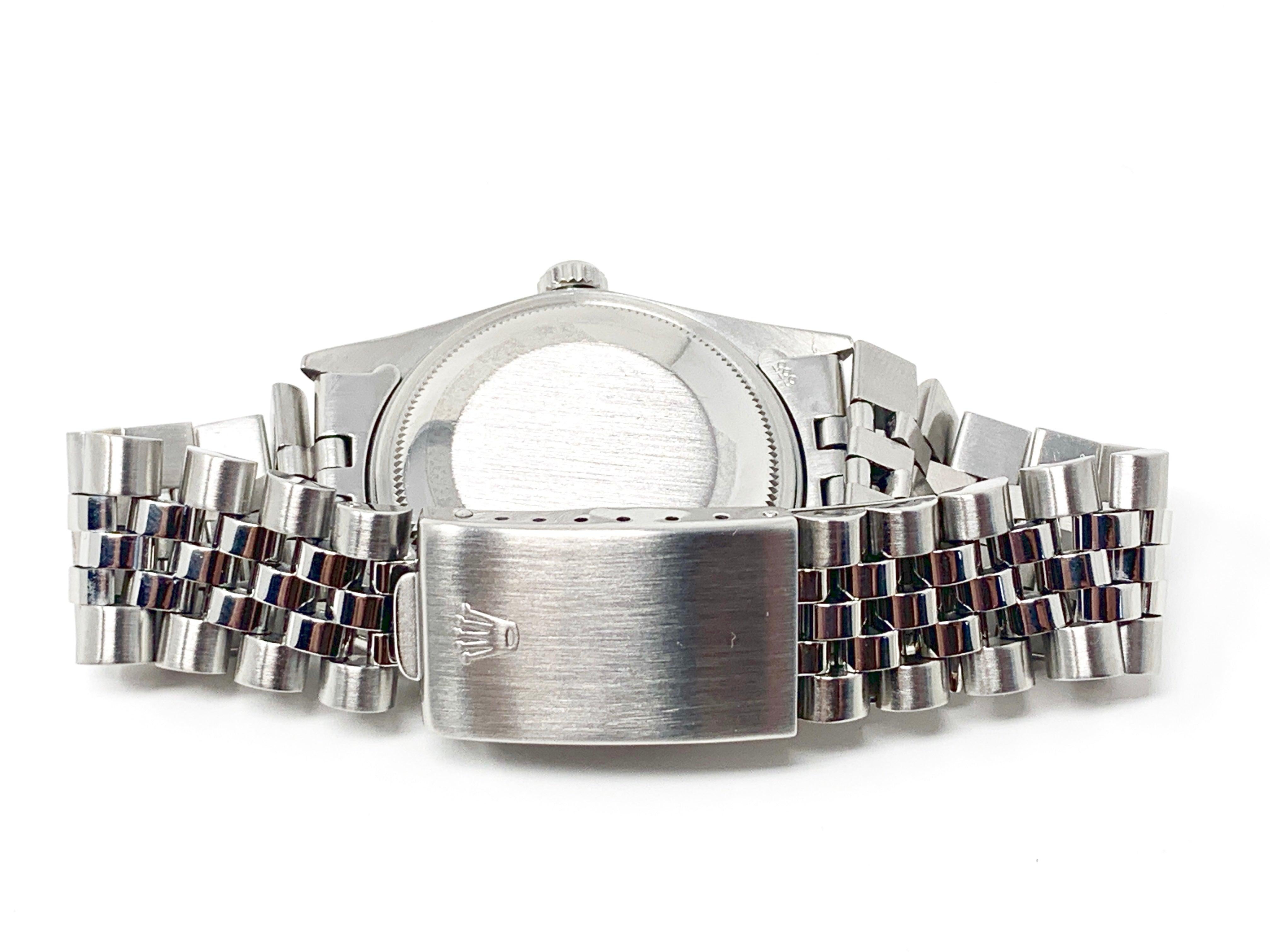 Taille ronde Rolex Datejust 16014 jubilee en acier et diamants noirs 36 mm  en vente