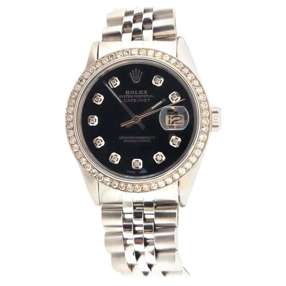 16014 Rolex 16014 Datejust 36mm Stainless Steel Green Diamond Dial Watch For ...