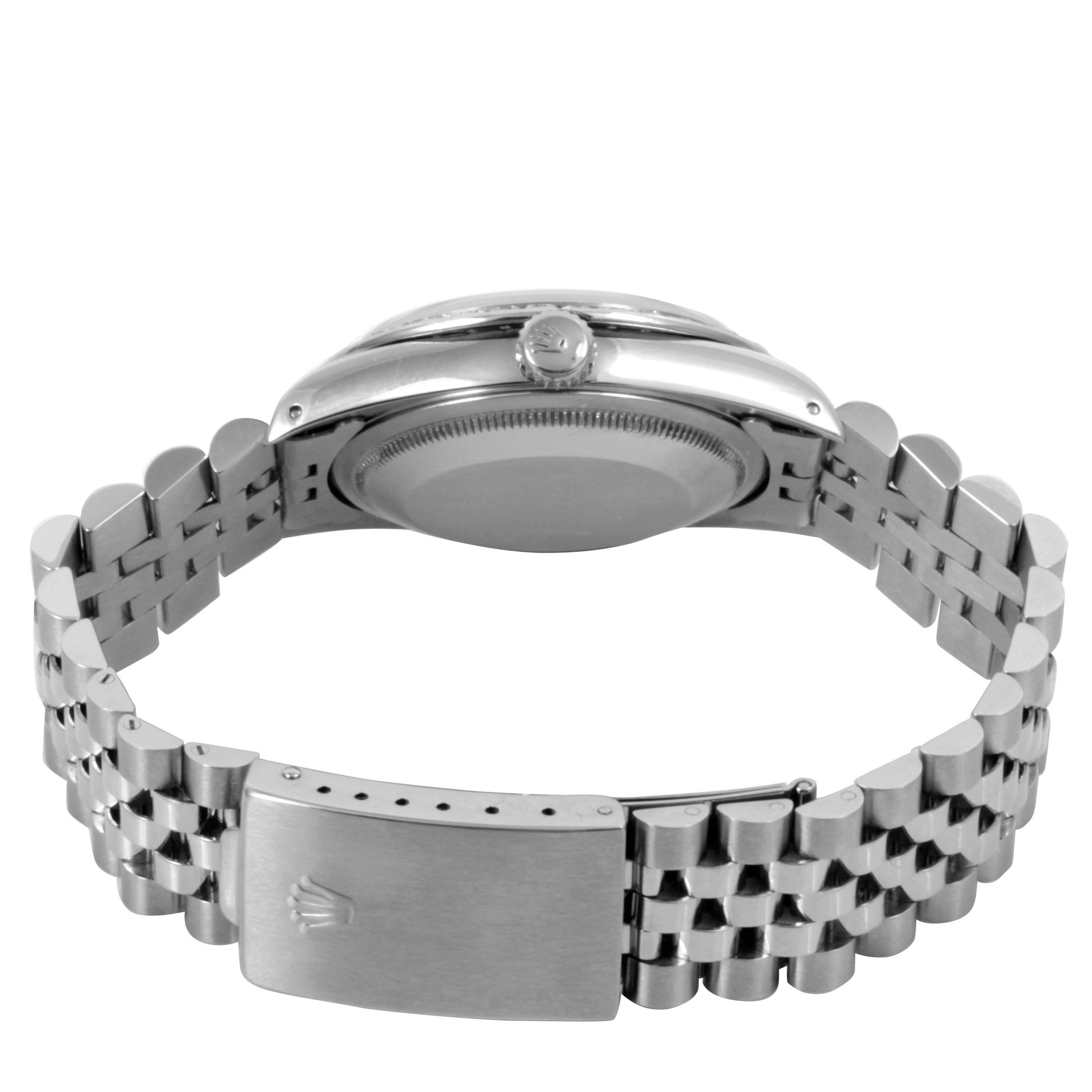 pre-owned rolex 16014 men's 36mm datejust wristwatch black diamond