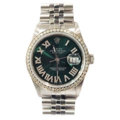 Rolex 36mm Datejust 16014 Green Roman Numeral Diamond steel Jubilee