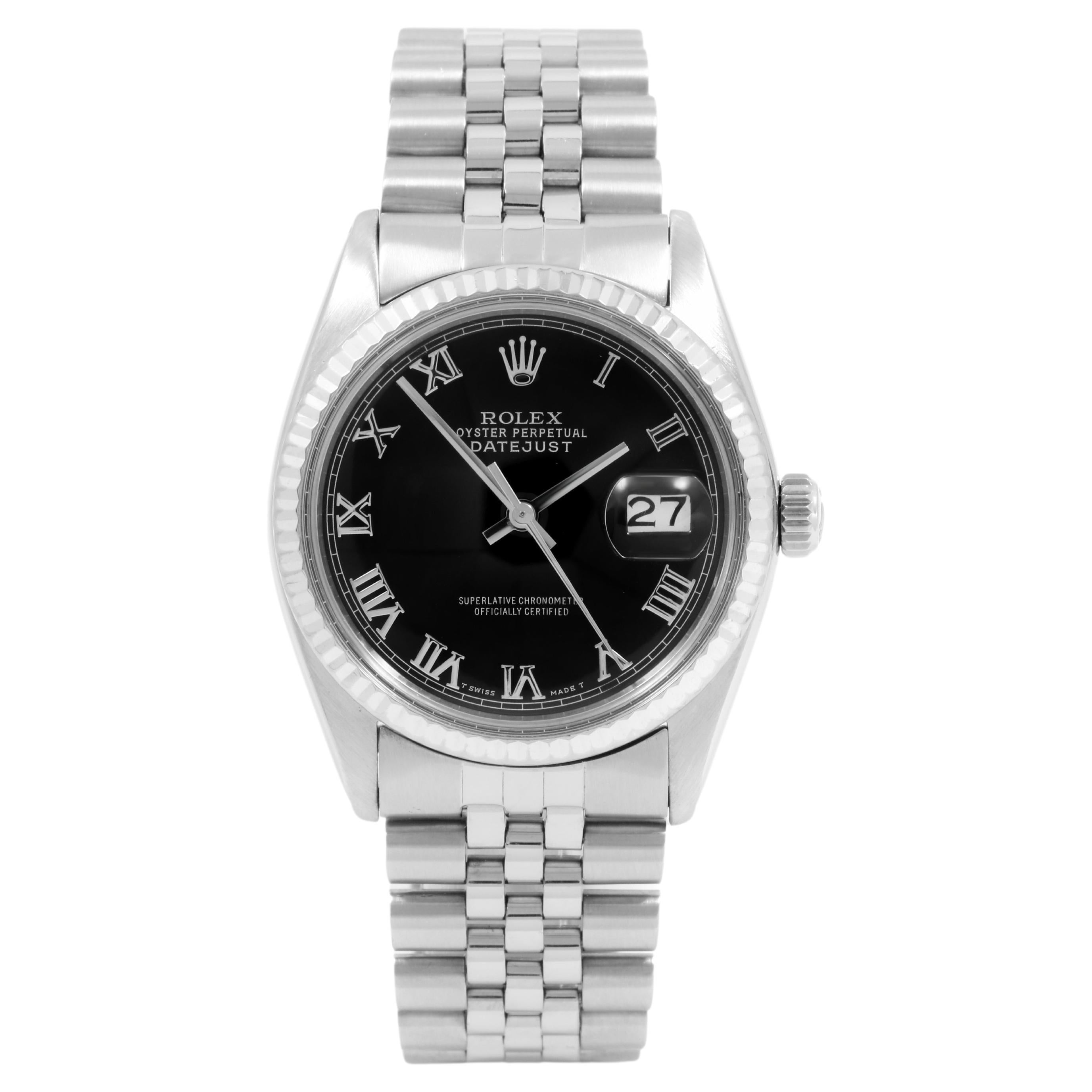 Rolex Datejust 16014 Steel Black Roman Numeral Jubilee