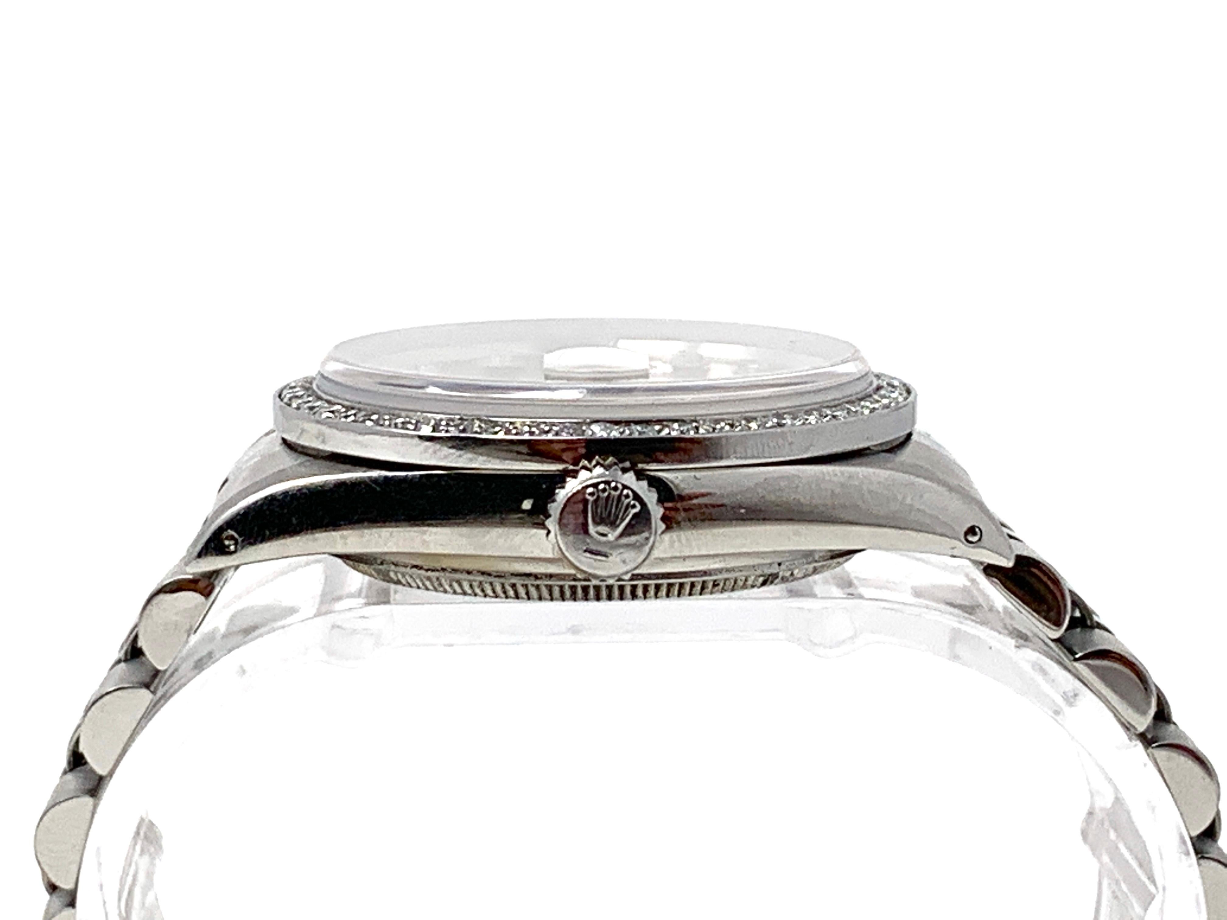 Taille ronde Rolex Montre Datejust 16030 avec anniversaire en argent et diamants, 36 mm en vente