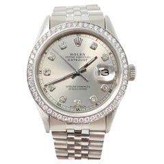 Rolex 36mm Datejust 16030 Silber Diamant Jubiläum