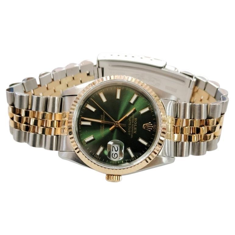 Rolex Datejust 16233 Green Stick Index Fluted Jubilee