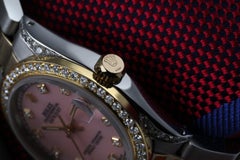 Rolex Datejust 2-farbiges rosa MOP-Zifferblatt mit Diamant-Akzent-Lünette + Gepäckstücke