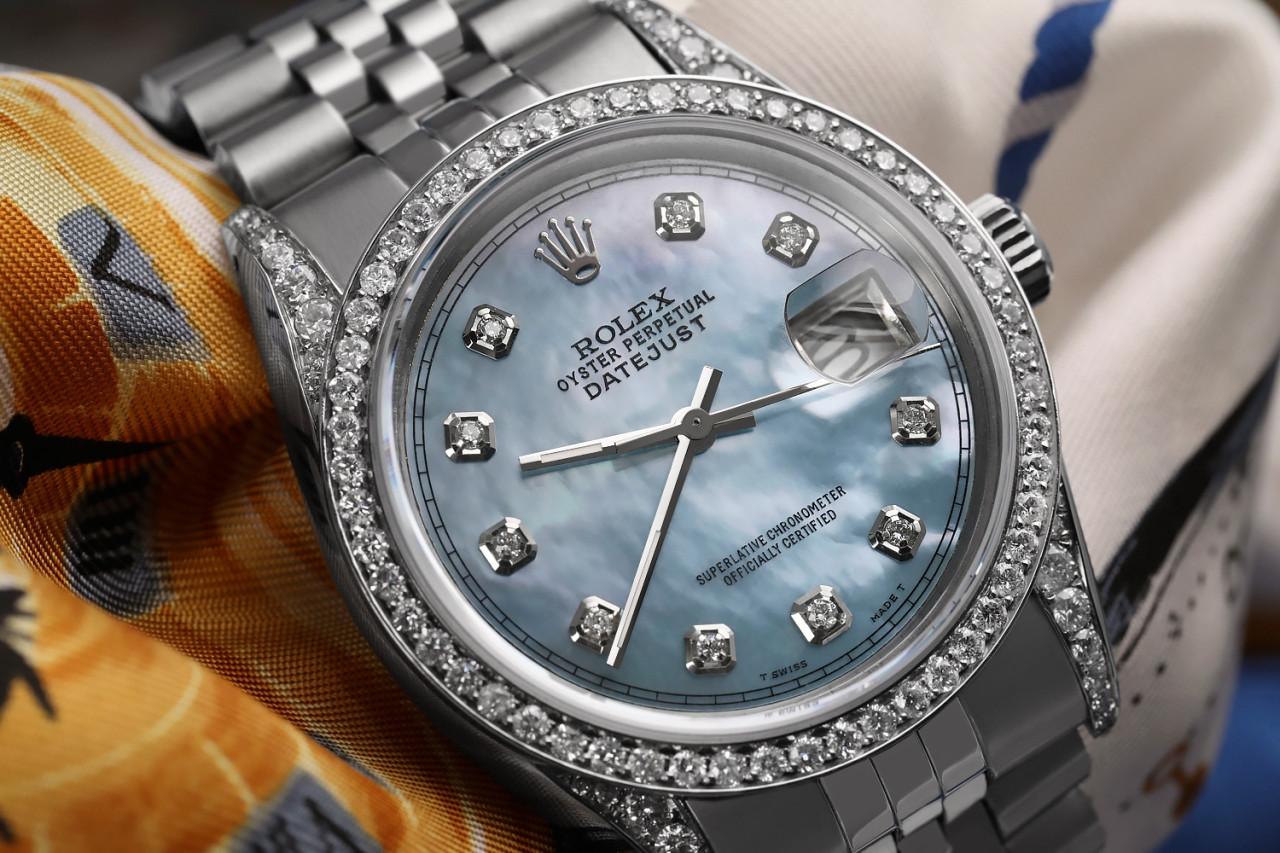 rolex oyster perpetual datejust light blue