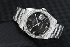 Rolex Datejust Black Arabic Numerals Dial Stainless Steel Watch
