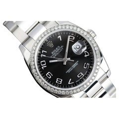 Rolex Datejust Black Arabic Numerals Dial Stainless Steel Watch