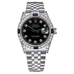Used Rolex Datejust Black Diamond Dial with Blue Sapphire & Diamond Bezel 16014