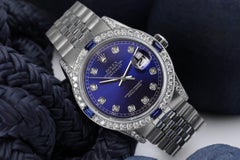Rolex Datejust Jubiläumsring mit blauem Diamant-Zifferblatt mit Saphir- und Diamant-Lünette