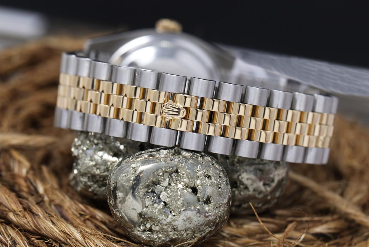 Rolex Montre Datejust Champagne Index avec lunette en diamant bicolore Unisexe en vente