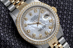 Rolex Datejust Diamond Bezel White MOP String Diamond Dial Jubilee Band