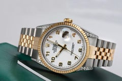 Rolex Datejust Diamond Lugs White Dial Two Tone Watch