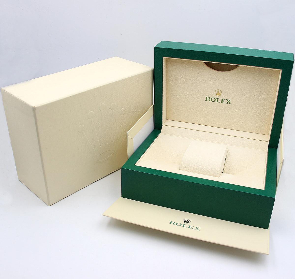 Rolex 36mm Datejust Grünes Zifferblatt, Diamanten/Emeralds Lünette Zweifarbige Uhr 16013 im Angebot 1
