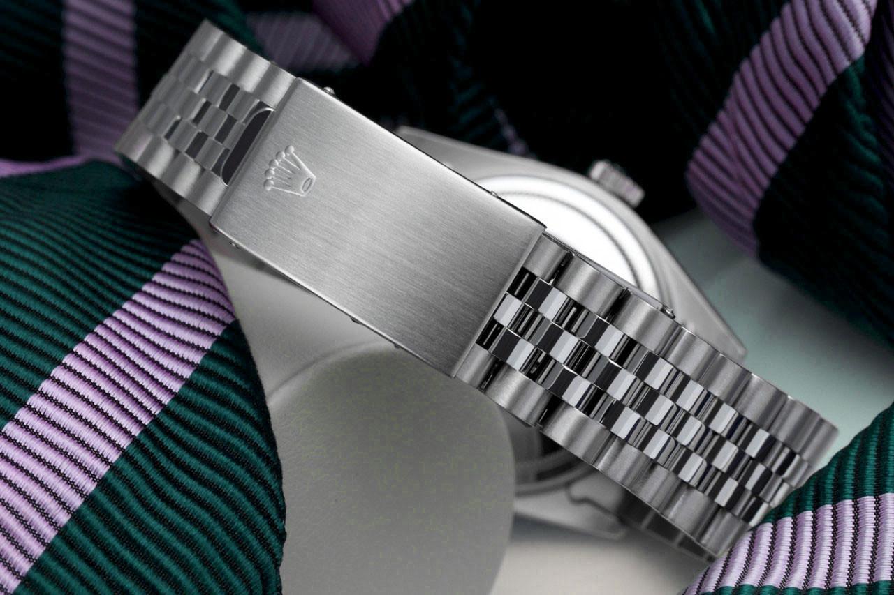 Round Cut Rolex Datejust Grey Roman Dial Diamond Bezel/Lugs Stainless Steel Watch For Sale