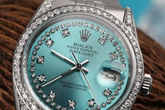 Rolex Datejust Ice Blue Two Row Diamond Face Excellent Pre-Owned Watch