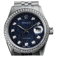 Rolex Datejust Jubilee SS Navy Blue Diamond Numbers & Bezel Automatic Watch