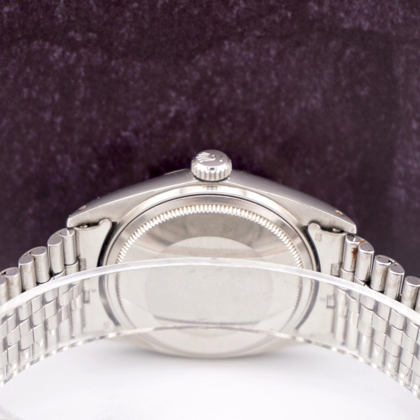 Rolex 36mm Datejust Herren Edelstahl-Uhr geriffeltes Jubiläums-Silber-Zifferblatt 1601 für Damen oder Herren im Angebot