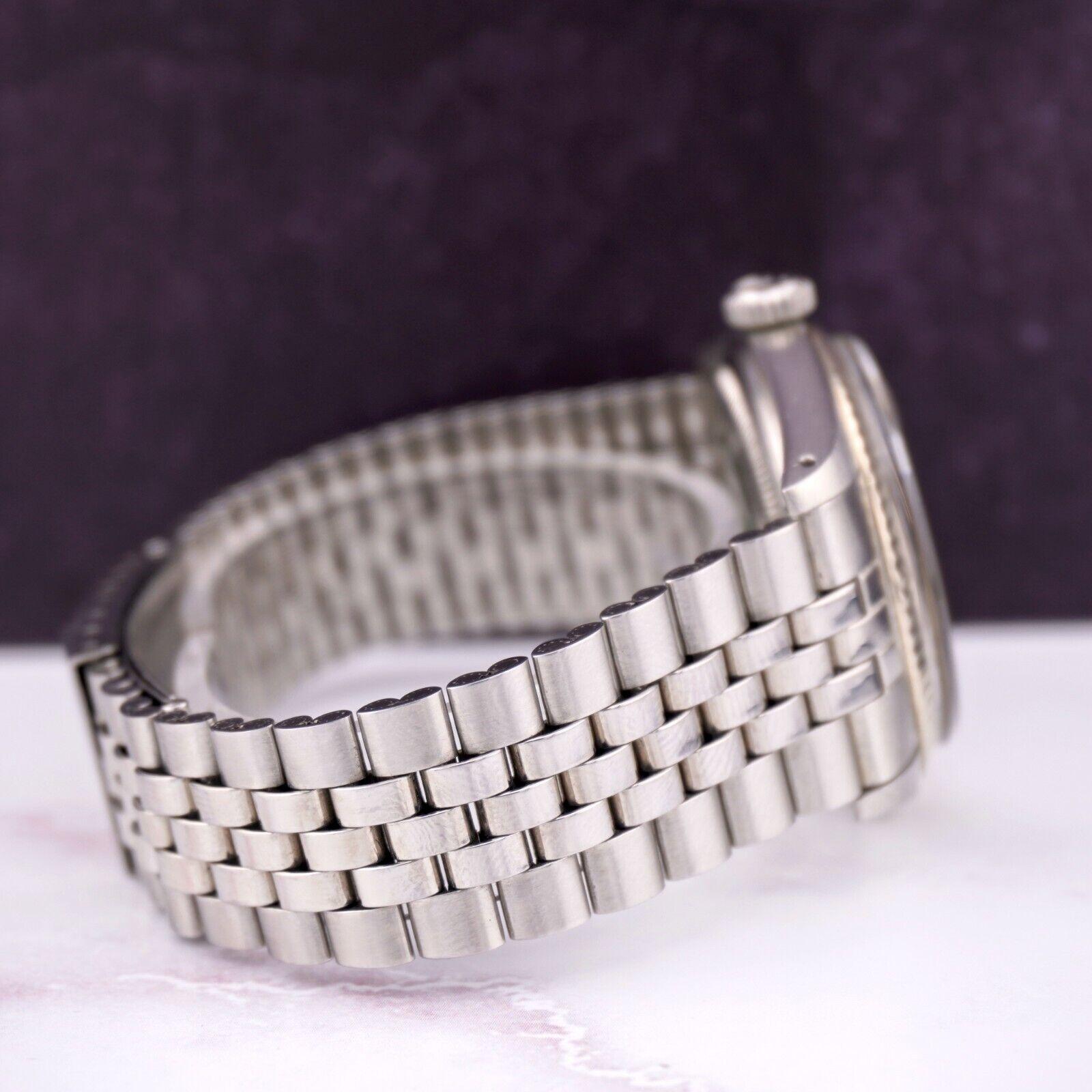 Rolex 36mm Datejust Herren Stahluhr Jubiläumsband Silber Leinen Zifferblatt 1601 (Moderne)