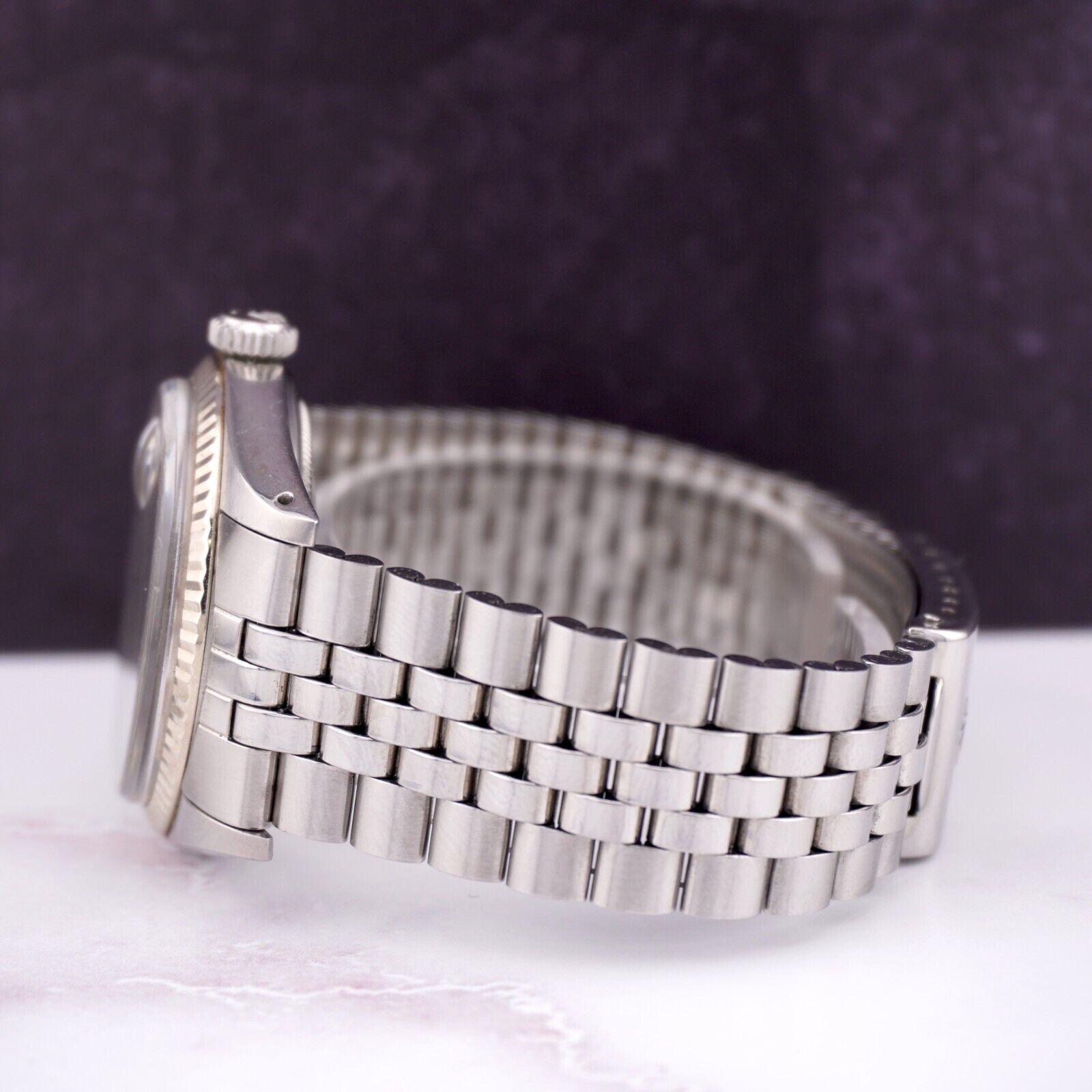 Rolex 36mm Datejust Herren Stahluhr Jubiläumsband Silber Leinen Zifferblatt 1601 1