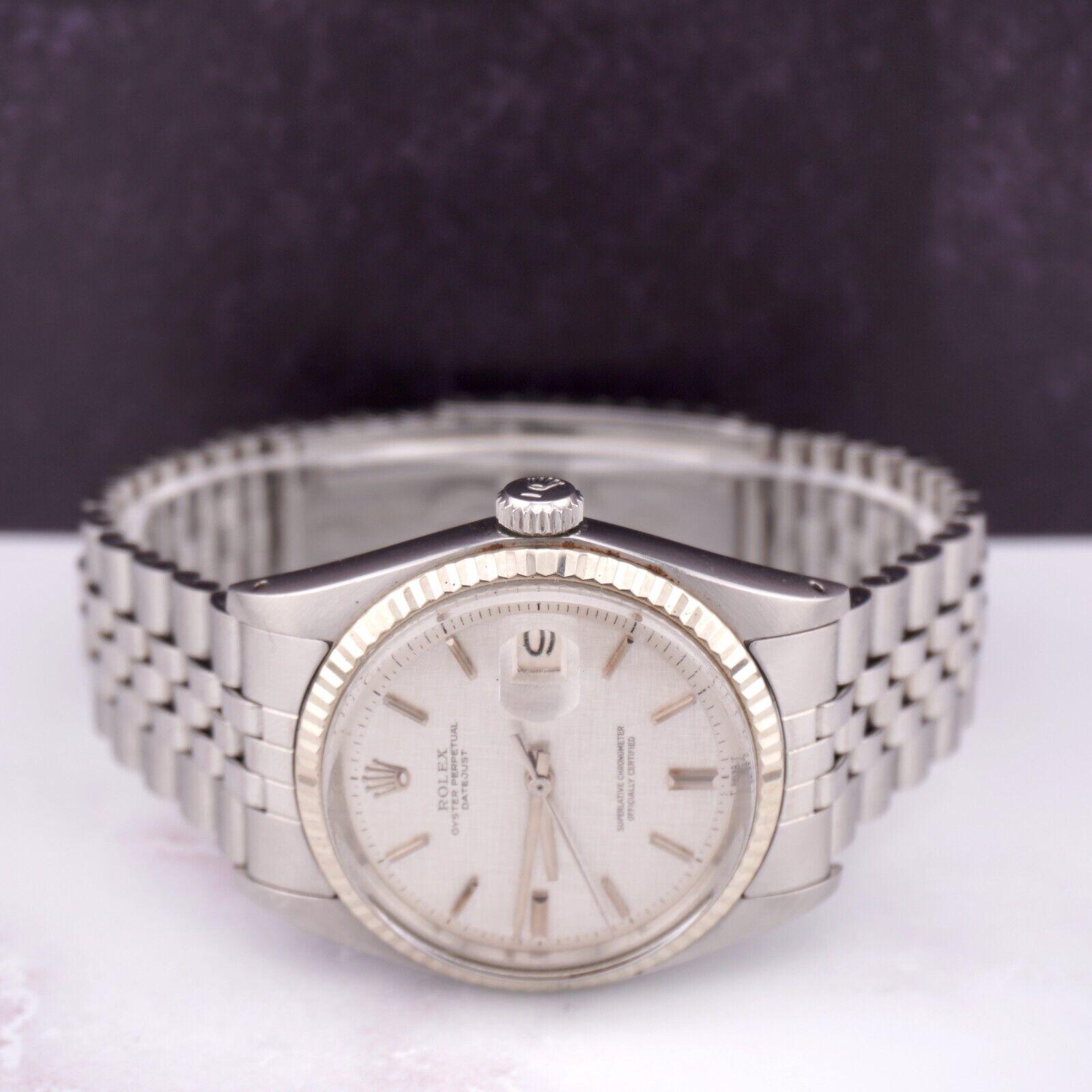 Rolex 36mm Datejust Herren Stahluhr Jubiläumsband Silber Leinen Zifferblatt 1601 4