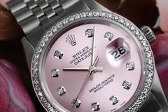 Rolex Datejust Metallic Pink Face Round Diamond Numbers & Diamond Bezel