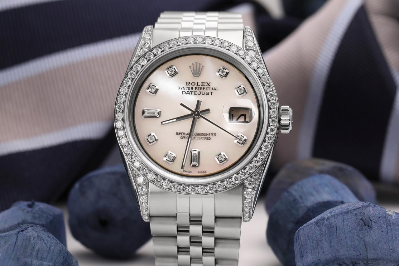 Rolex Montre-bracelet Datejust MOP 8+2 avec cadran en diamants et lunette en diamants Excellent état - En vente à New York, NY