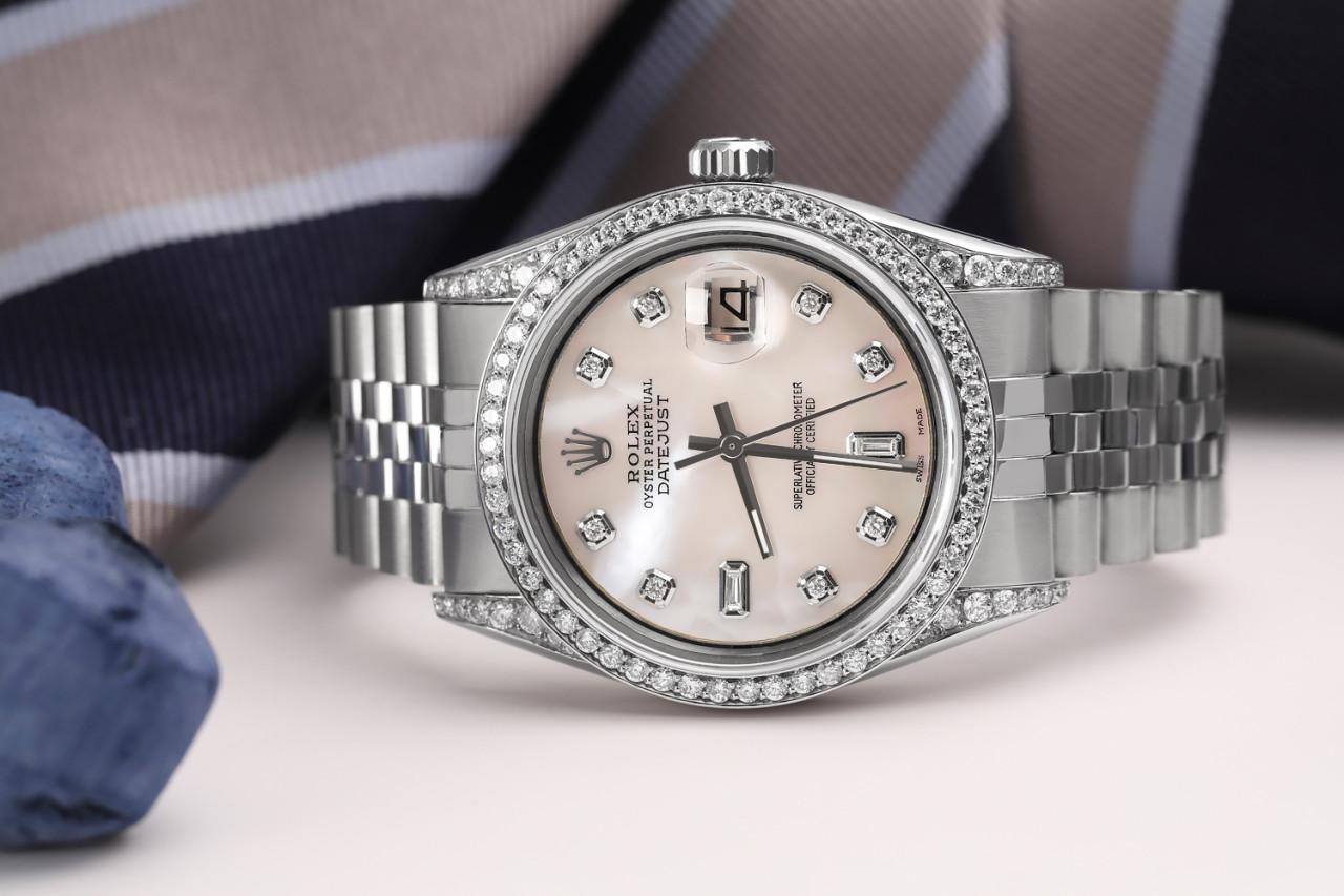 Rolex Montre-bracelet Datejust MOP 8+2 avec cadran en diamants et lunette en diamants Pour hommes en vente