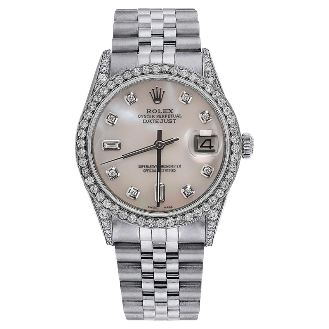 Rolex Datejust MOP 8+2 Diamond Dial with Diamond Bezel & Lugs Wrist Watch For Sale