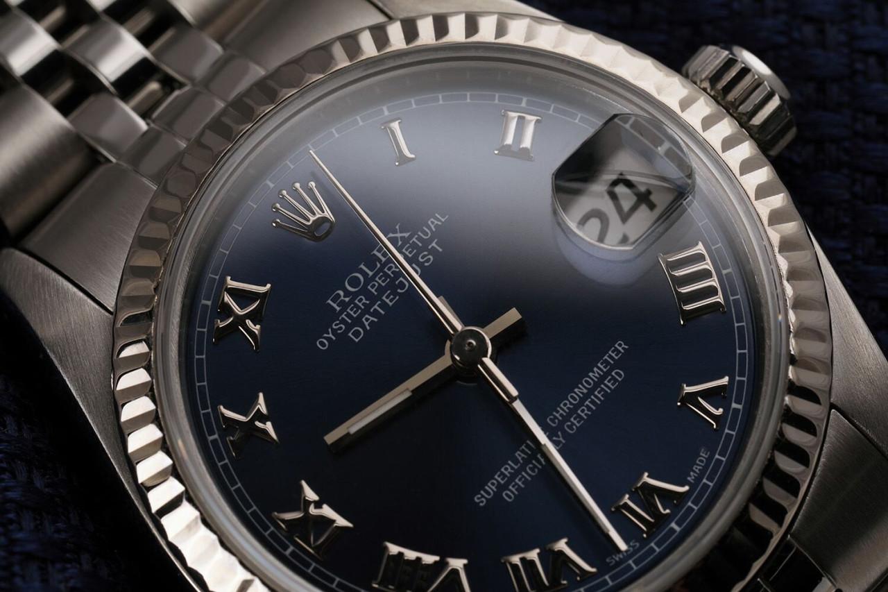 Rolex 36mm Datejust Navy Blue Roman Numeral Dial Oyster Perpetual Model 16014
