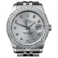 Rolex Datejust New Style benutzerdefinierte Diamant-Lünette, Silber Diamant-Zifferblatt 116234