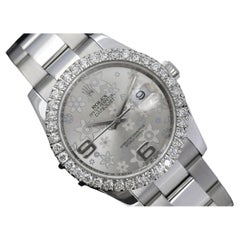 Rolex 36mm Datejust New Style Maßgefertigte Diamant-Lünette, Silber-Blumen-Zifferblatt 116200
