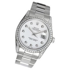 Rolex Montre Oyster Datejust 36 mm  Cadran blanc SS avec lunette et épaules en diamants 16030