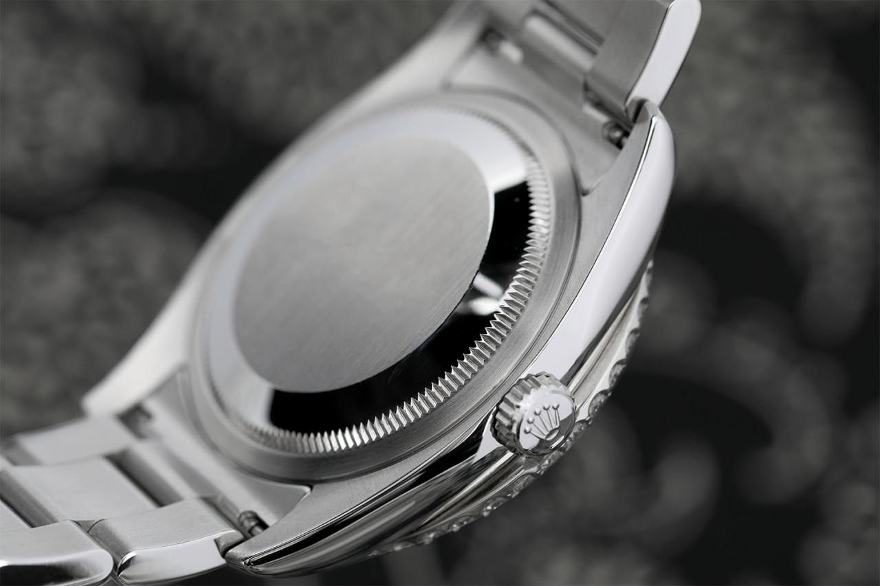 Taille ronde Rolex Montre Oyster à deux rangées de diamants, cadran à chiffres romains argentés en vente