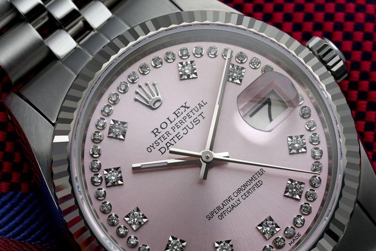 Rolex Datejust Pink Dial with Round Diamond Numbers Oyster Perpetual