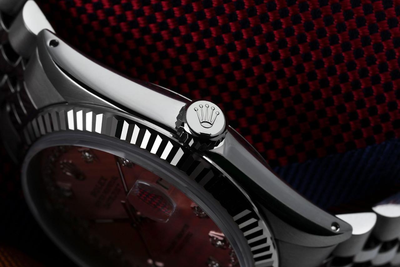 Rolex Montre Datejust à cadran rose avec numéros ronds de diamants Oyster Perpetual 16014 Excellent état - En vente à New York, NY