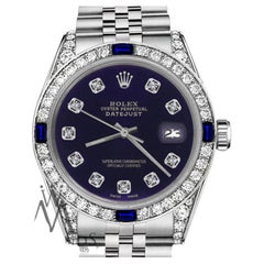 Rolex 36mm Datejust Purple Diamond Dial with Blue Sapphire & Diamond Bezel Watch