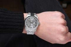 Rolex Datejust Silver Roman Dial Stainless Steel Fluted Bezel Watch