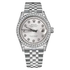Rolex 36mm Datejust Silver String Diamond Dial Diamond Bezel & Lugs 16014