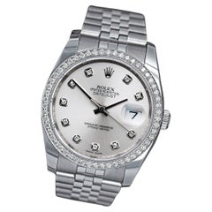 Rolex Datejust SS Factory Silver Diamond Dial with Custom Diamond Bezel