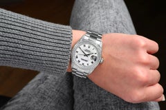 Rolex Datejust SS Natural Diamonds Bezel & Lugs White Roman Dial Watch